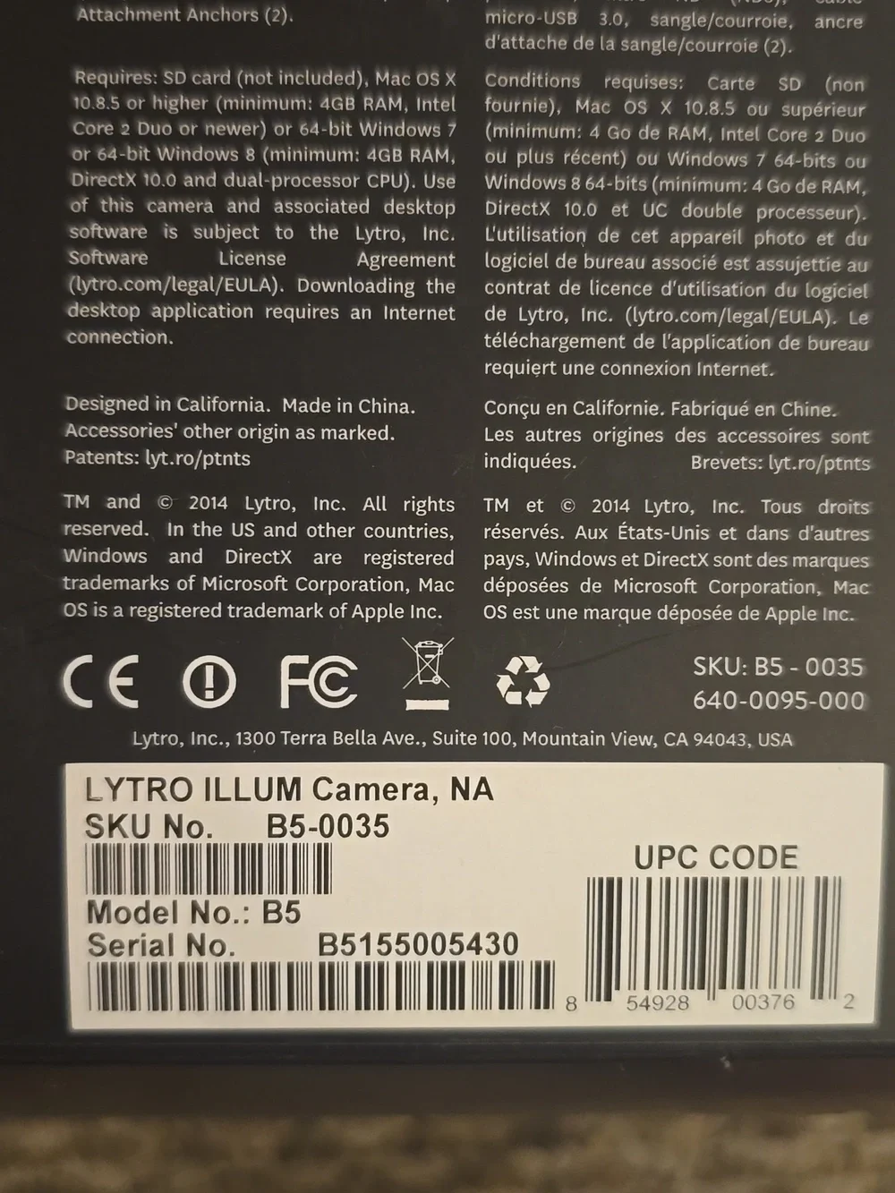 Lytro Illum Light Field Camera B5-0035